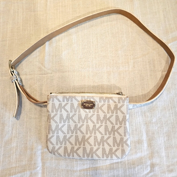 Michael Kors Handbags - Michael Kors Cream Monogram Belt Bag
